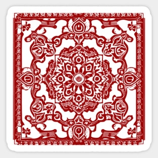 Red Snowflake Aesthetic - Bohemian Paisley Sticker